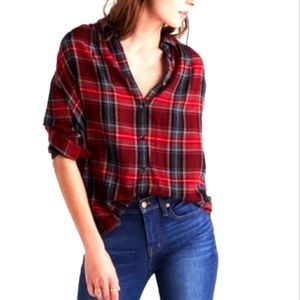 Madewell Plaid Boyfriend Long Sleeve Blouse